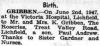GRIBBEN, Paul Andrew: Birth notice