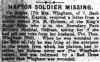 WINGHAM, Thomas: Hapton soldier missing